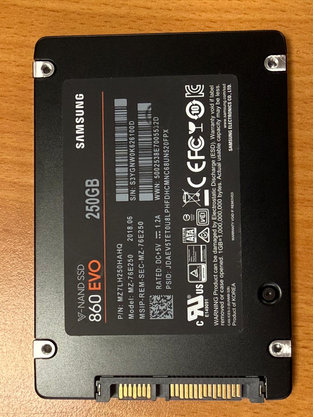 Samsung EVO 860 250GB 2.5" internal SSD