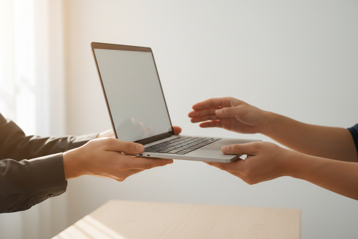 just one person hading tech over